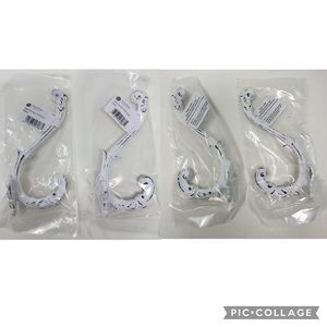 LOWEST Dritz Home NWT Metal Baroque Wall Hook White Set of 4